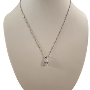 Silver plated teardrop cz pendant necklace